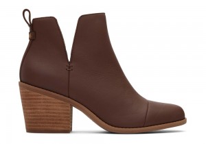 Dámské Boty Toms Everly Chestnut Læder Cutout Podpatku Hnědé | 6548JBFKI