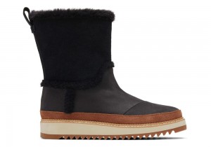 Dámské Boty Toms Makenna Vody Resistant Faux Fur Černé | 8706GCBXK