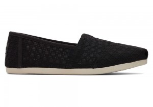 Dámské Espadrilky Toms Basket Weave Krajkové Černé | 6089COLPR