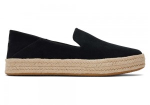 Dámské Espadrilky Toms Carolina Semišové Černé | 0841LQJOU