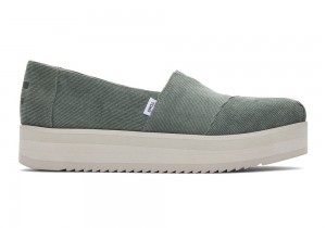 Dámské Espadrilky Toms Corduroy Midform Zelene | 8361PBFZA