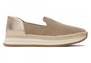 Dámské Espadrilky Toms Jocelyn Taupe Metallic Semišové Stříbrné | 4936TYIPZ