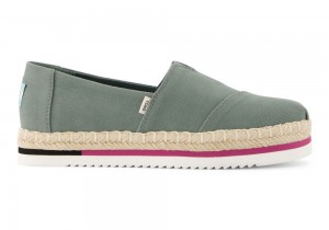 Dámské Espadrilky Toms Platformy Rope Olive Zelene | 9630YLEDS