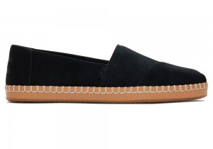 Dámské Espadrilky Toms Semišové Læder Wrap Černé | 4398ZRSWN