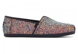 Dámské Espadrilky Toms Tlustý Glitter Černé | 9783WCJIU