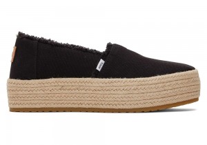 Dámské Espadrilky Toms Valencia Platene Platformy Černé | 5732UAKYH