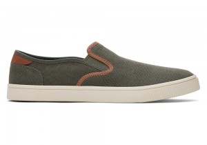 Pánské Slip On Tenisky Toms Baja Olive Syntetická Trim Olivy Zelené | 1520ZKVAC