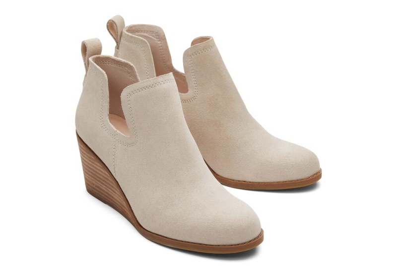 Dámské Boty Toms Kallie Beige Semišové Klínku Béžový | 7918CPGMZ