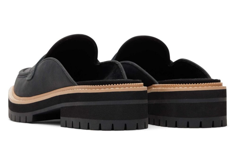 Dámské Boty pro Ploché Nohy Toms Cara Mule Læder Loafer Černé | 0586LBMEY