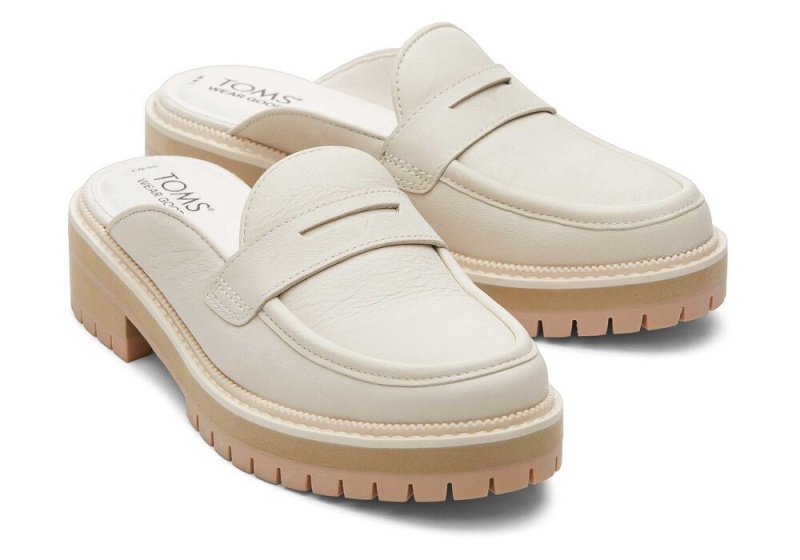 Dámské Boty pro Ploché Nohy Toms Cara Mule Light Sand Læder Loafer Béžový | 2687MWQTZ