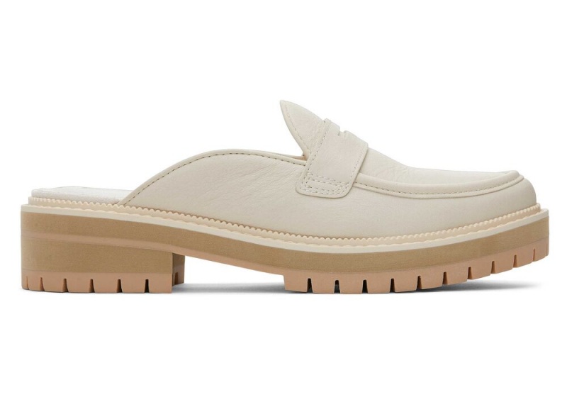 Dámské Boty pro Ploché Nohy Toms Cara Mule Light Sand Læder Loafer Béžový | 2687MWQTZ