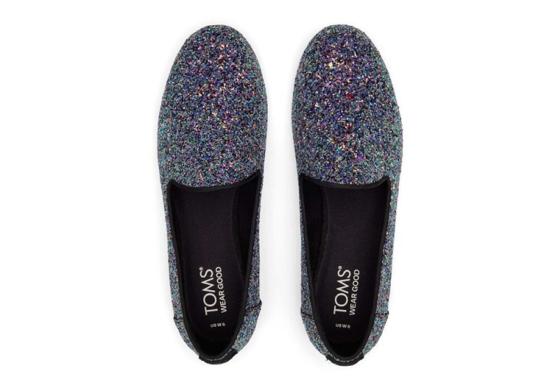 Dámské Boty pro Ploché Nohy Toms Darcy Tlustý Glitter Černé | 4297VXYUK