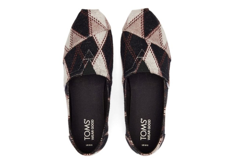 Dámské Espadrilky Toms Argyle Knit Černé | 7104LMBRO