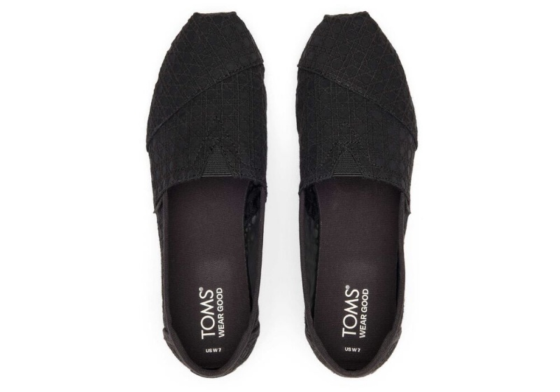 Dámské Espadrilky Toms Basket Weave Krajkové Černé | 6089COLPR