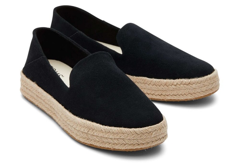 Dámské Espadrilky Toms Carolina Semišové Černé | 0841LQJOU