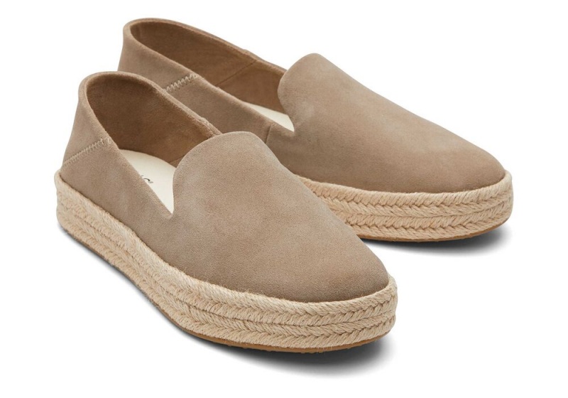 Dámské Espadrilky Toms Carolina Taupe Semišové Stříbrné | 1362KREDM