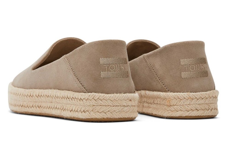 Dámské Espadrilky Toms Carolina Taupe Semišové Stříbrné | 1362KREDM