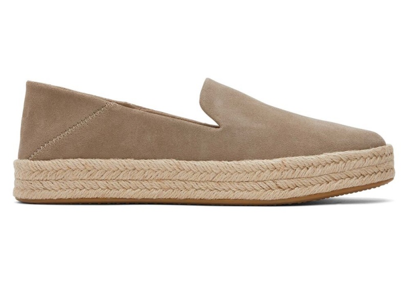 Dámské Espadrilky Toms Carolina Taupe Semišové Stříbrné | 1362KREDM