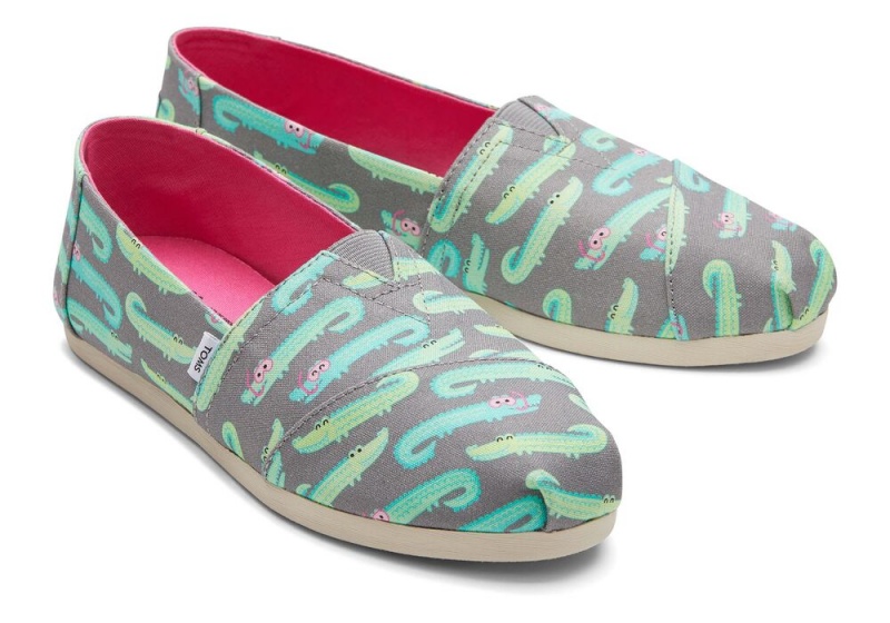 Dámské Espadrilky Toms Crocodiles Šedé | 4319KEDVR