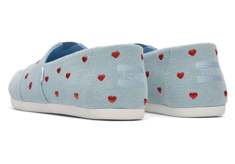 Dámské Espadrilky Toms Denim Embroidered Hearts Blankyt | 1437OSLQM