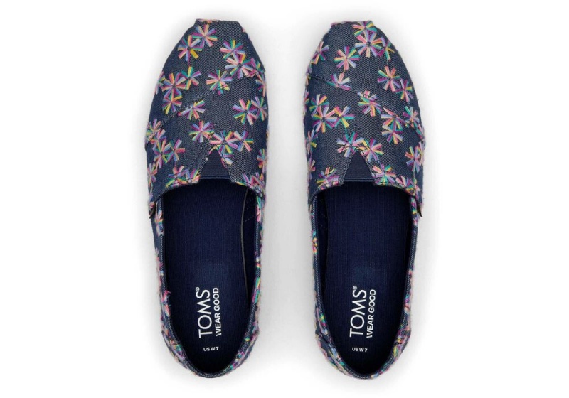 Dámské Espadrilky Toms Embroidered Floral Tmavě Blankyt | 7614YJKNO