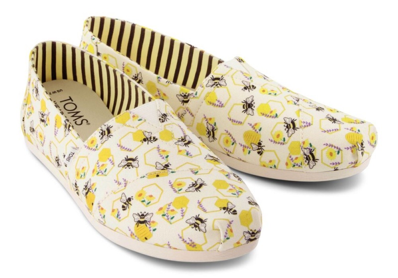 Dámské Espadrilky Toms Floral Honeycomb Bees Žluté | 8576RBAEM