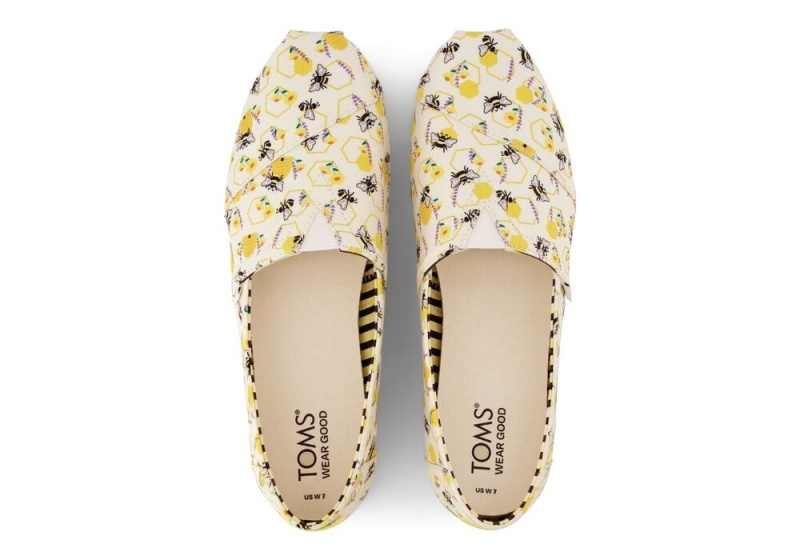 Dámské Espadrilky Toms Floral Honeycomb Bees Žluté | 8576RBAEM