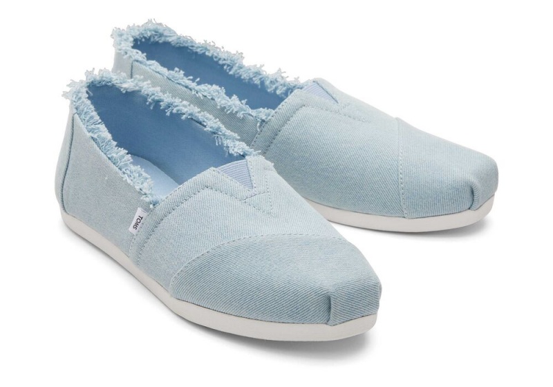 Dámské Espadrilky Toms Fringed Washed Denim Blankyt | 1647ISPCM