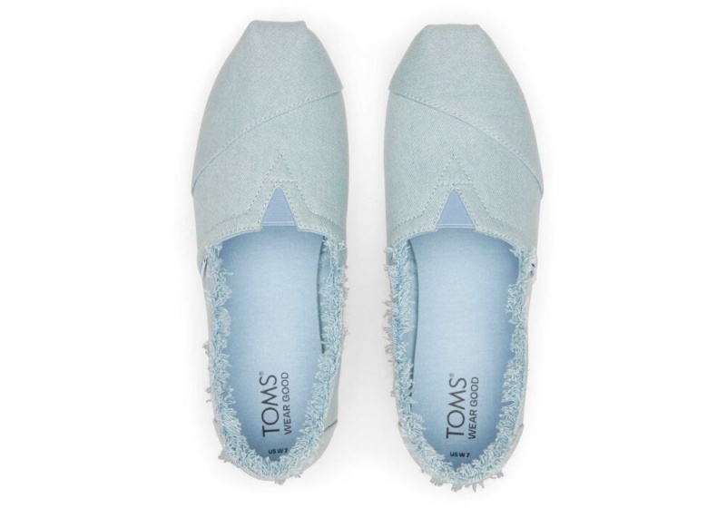 Dámské Espadrilky Toms Fringed Washed Denim Blankyt | 1647ISPCM