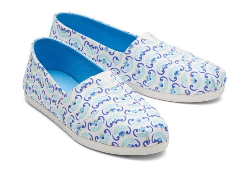 Dámské Espadrilky Toms Mediterranean Flowers Blankyt Tmavě Blankyt | 6412PMYHL