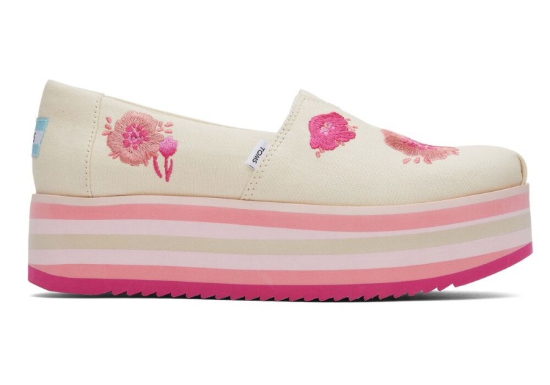 Dámské Espadrilky Toms Platformy Béžový | 4706JYCZW