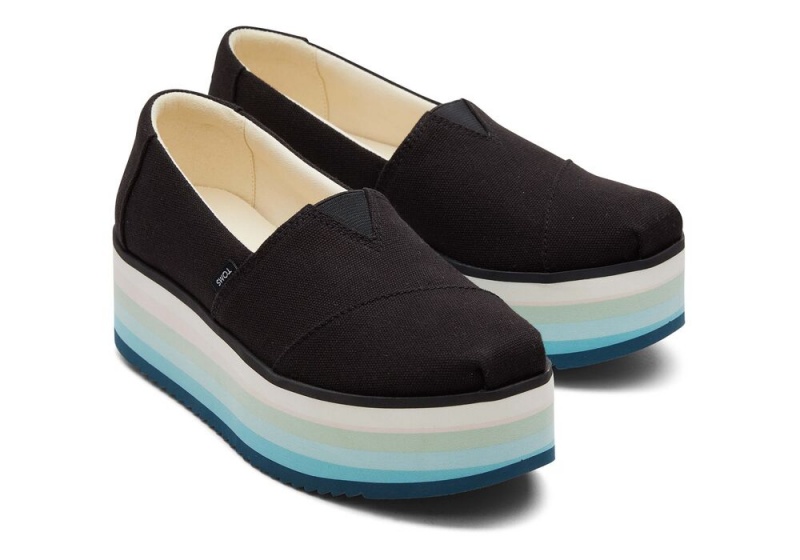 Dámské Espadrilky Toms Platformy Černé | 3107DGBCR