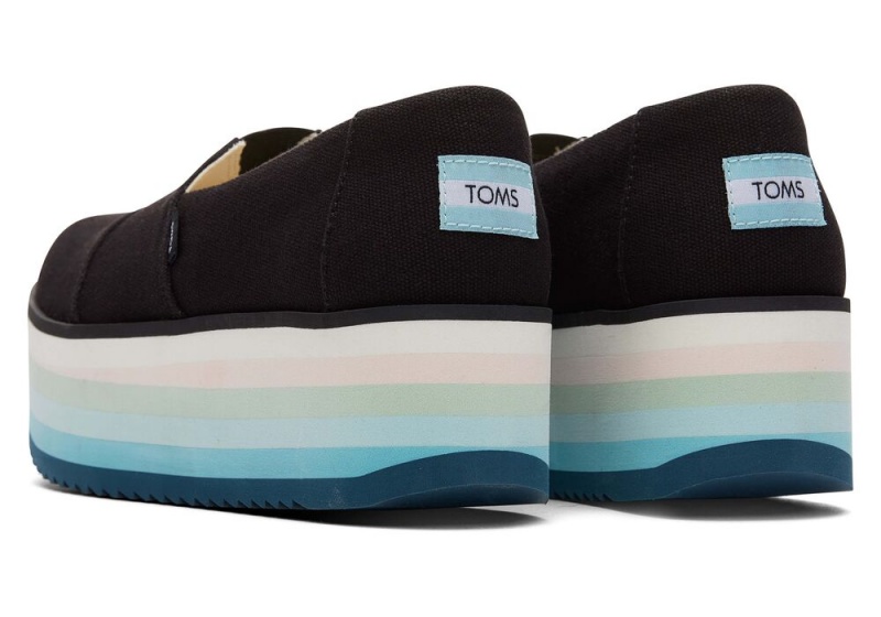 Dámské Espadrilky Toms Platformy Černé | 3107DGBCR