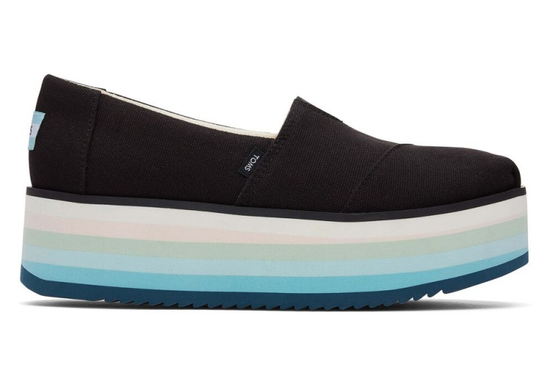 Dámské Espadrilky Toms Platformy Černé | 3107DGBCR