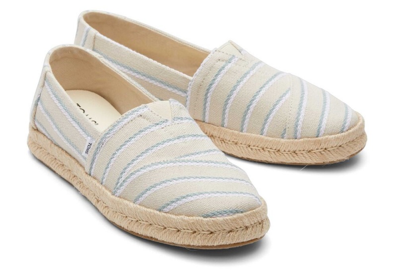 Dámské Espadrilky Toms Rope 2.0 Stripes Černé | 9560UACJZ