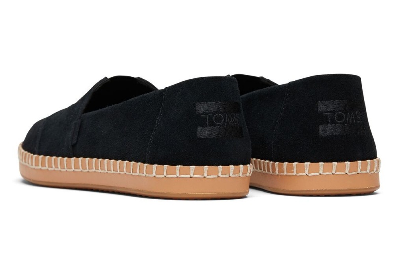 Dámské Espadrilky Toms Semišové Læder Wrap Černé | 4398ZRSWN