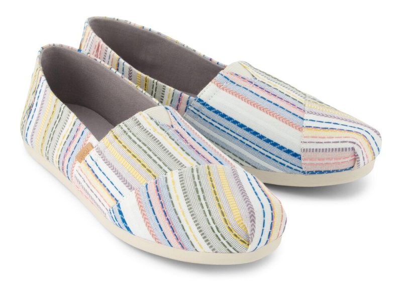 Dámské Espadrilky Toms Stitched Stripes Šedé | 1795WKPSH