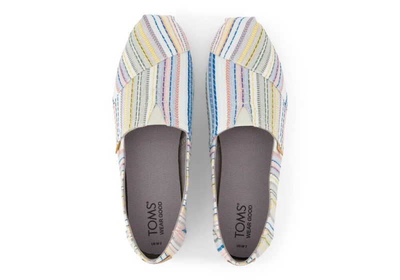 Dámské Espadrilky Toms Stitched Stripes Šedé | 1795WKPSH