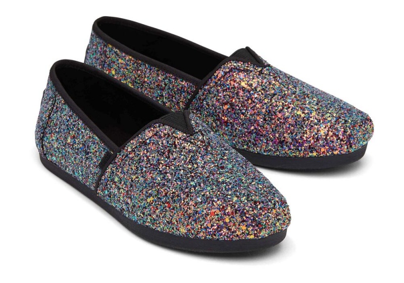 Dámské Espadrilky Toms Tlustý Glitter Černé | 9783WCJIU