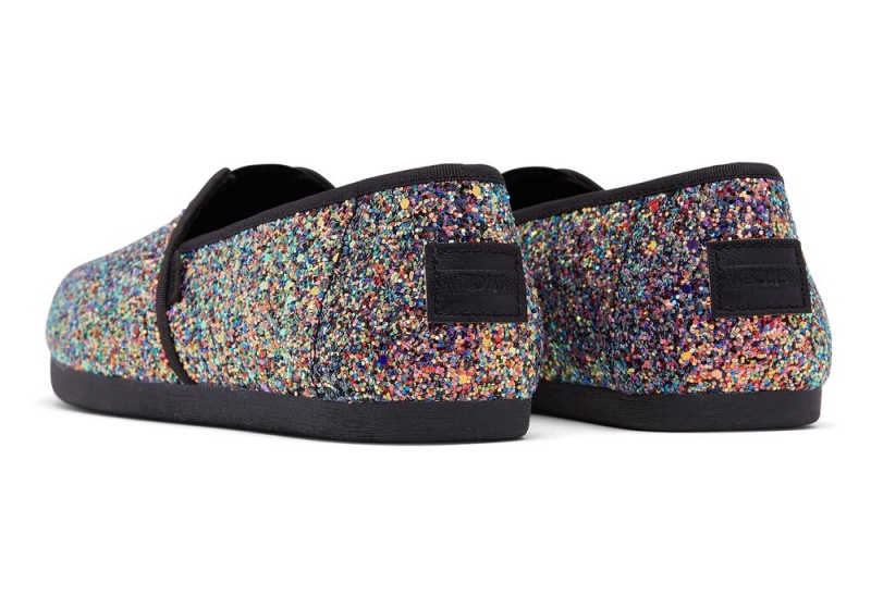 Dámské Espadrilky Toms Tlustý Glitter Černé | 9783WCJIU