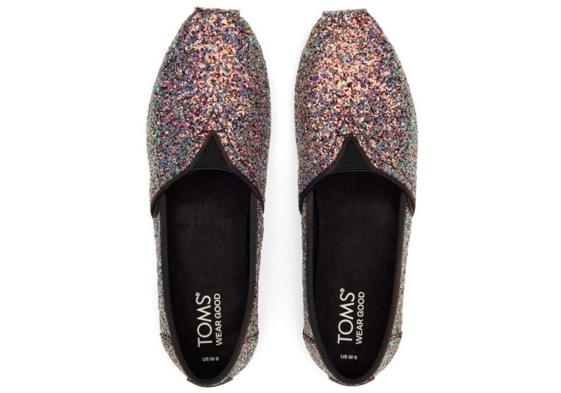 Dámské Espadrilky Toms Tlustý Glitter Černé | 9783WCJIU