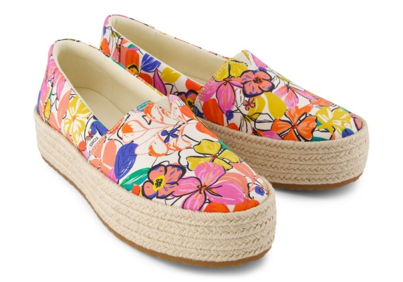 Dámské Espadrilky Toms Valencia Painted Floral Platformy Kytičkované | 7620COEUF