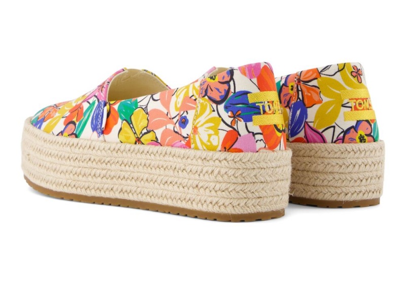 Dámské Espadrilky Toms Valencia Painted Floral Platformy Kytičkované | 7620COEUF