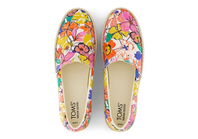 Dámské Espadrilky Toms Valencia Painted Floral Platformy Kytičkované | 7620COEUF