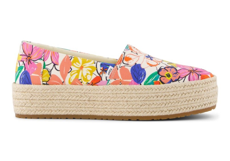 Dámské Espadrilky Toms Valencia Painted Floral Platformy Kytičkované | 7620COEUF