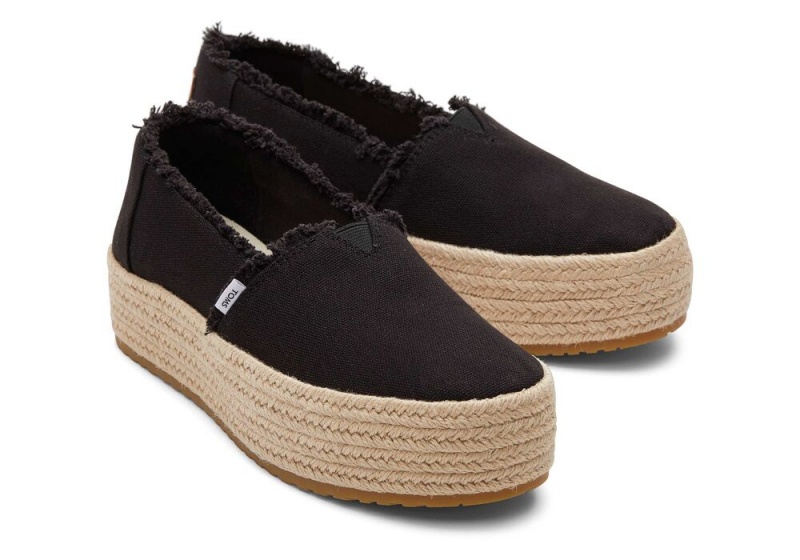 Dámské Espadrilky Toms Valencia Platene Platformy Černé | 5732UAKYH