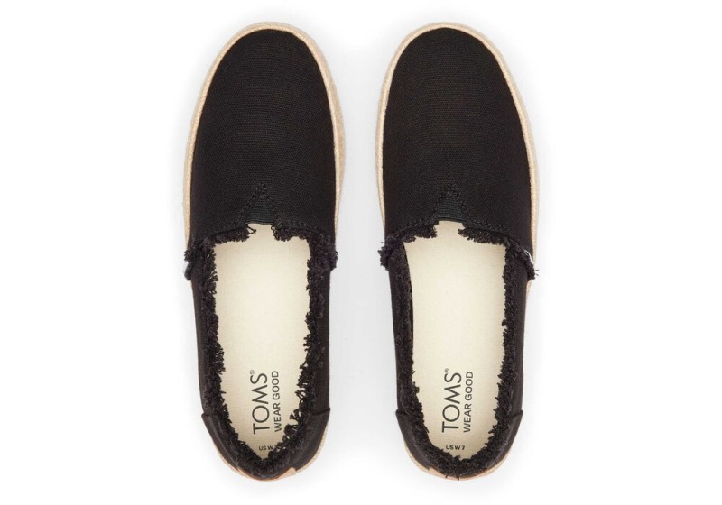 Dámské Espadrilky Toms Valencia Platene Platformy Černé | 5732UAKYH