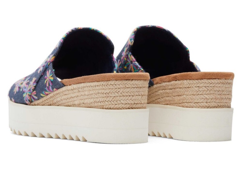 Dámské Sandály Toms Diana Mule Embroidered Floral Tmavě Blankyt | 5781KEHGF