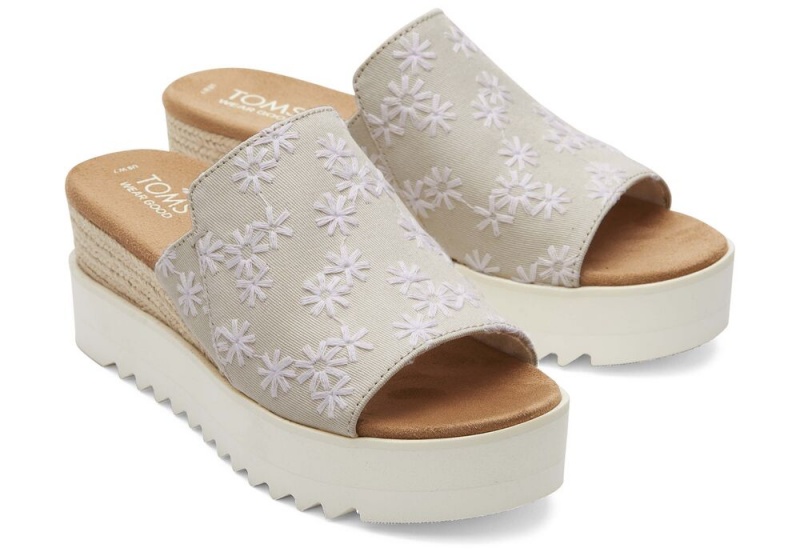 Dámské Sandály Toms Diana Mule Embroidered Floral Bílé | 3672ZRAMS