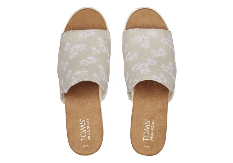 Dámské Sandály Toms Diana Mule Embroidered Floral Bílé | 3672ZRAMS